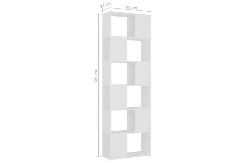 Bokhylle/romdeler hvit 60x24x186 cm - Hvit - Oppbevaring - Hylle - Bokhylle