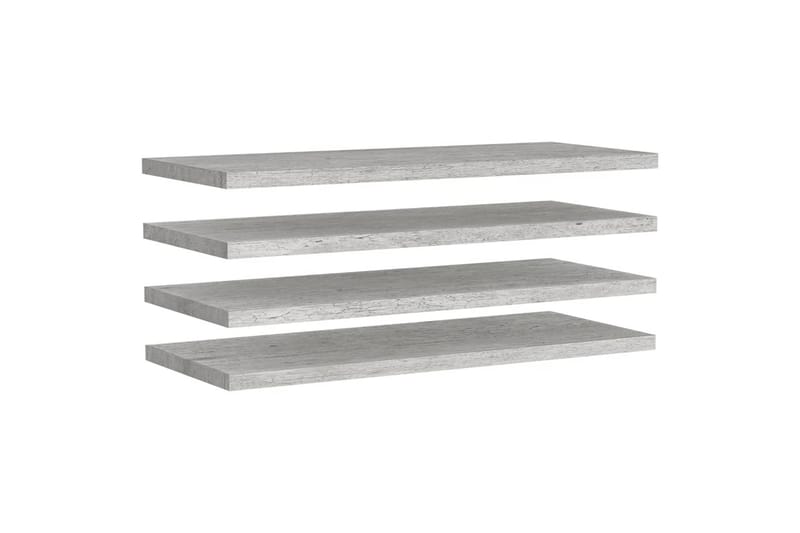 Flytende vegghyller 4 stk betonggrå 100x23,5x3,8 cm MDF - Grå - Oppbevaring - Hylle - Vegghylle