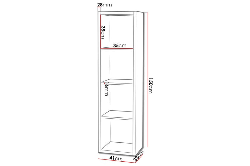 Franzine Bokhylle 41 cm - Hvit - Oppbevaring - Hylle - Bokhylle