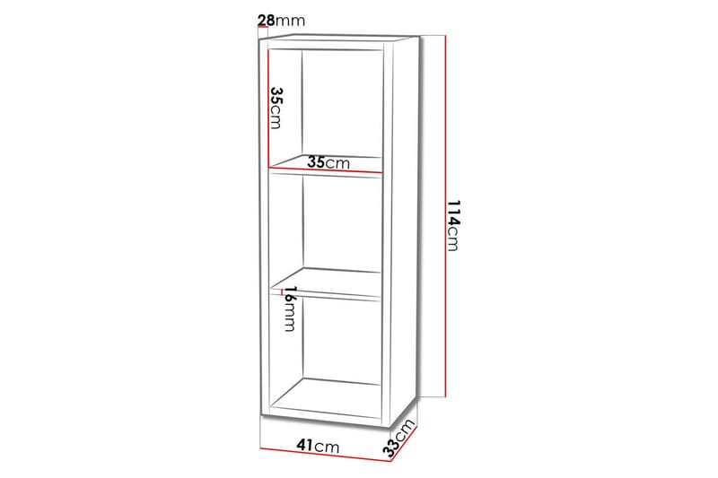 Franzine Bokhylle 41 cm - Hvit - Oppbevaring - Hylle - Bokhylle