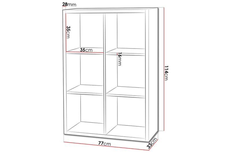 Franzine Bokhylle 77 cm - Hvit - Oppbevaring - Hylle - Bokhylle