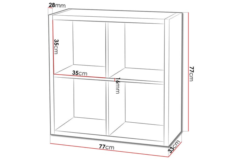 Franzine Bokhylle 77 cm - Hvit - Oppbevaring - Hylle - Bokhylle