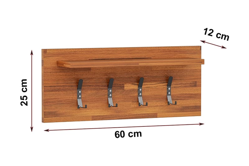 Hattehylle Dzyda 70x12 cm - Mørkebrun - Hattehylle - Entreoppbevaring