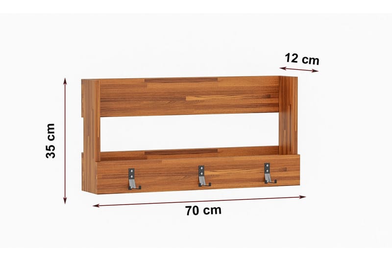 Hattehylle Dzyda 70x12 cm - Mørkebrun - Hattehylle - Entreoppbevaring