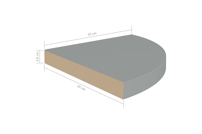 Flytende vegghyller 2 stk grå 35x35x3,8 cm MDF - Grå - Oppbevaring - Hylle - Hjørnehylle