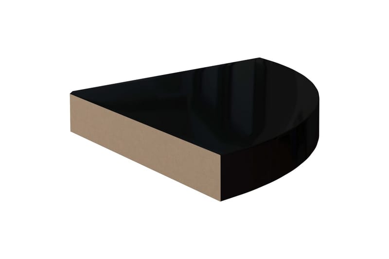 Flytende vegghyller 2 stk høyglans svart 25x25x3,8 cm MDF - Svart - Oppbevaring - Hylle - Hjørnehylle