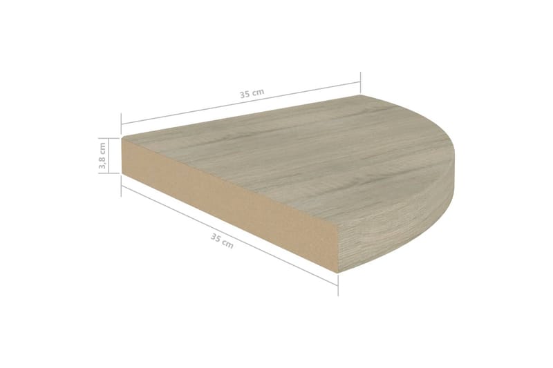 Flytende vegghyller 4 stk eik 35x35x3,8 cm MDF - Brun - Oppbevaring - Hylle - Hjørnehylle