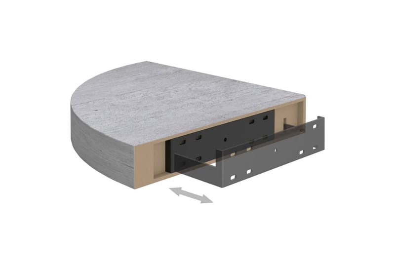 Hjørnehyller vegghengt 2 stk betonggrå 25x25x3,8 cm MDF - Grå - Oppbevaring - Hylle - Hjørnehylle