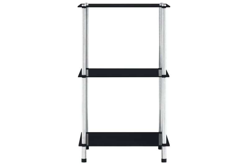 Hylle 3 etasjer svart 40x40x67 cm herdet glass - Oppbevaring - Hylle