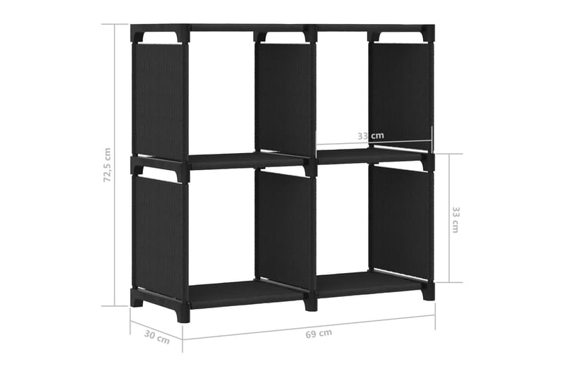 Displayhylle med 4 kuber svart 69x30x72,5 cm stoff - Svart - Oppbevaring - Hylle - Hyllesystem