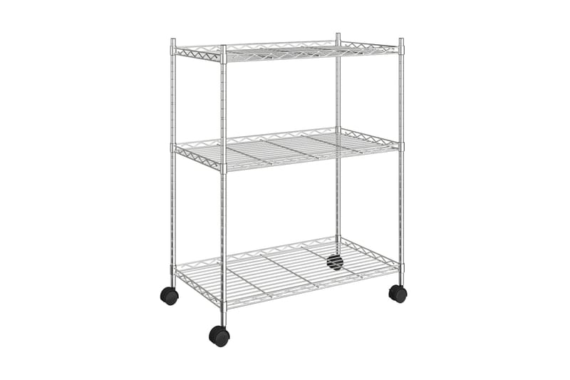 Oppbevaringshylle 3 etasjer med hjul 60x35x81 cm krom 150 kg - Silver - Oppbevaring - Hylle - Hyllesystem