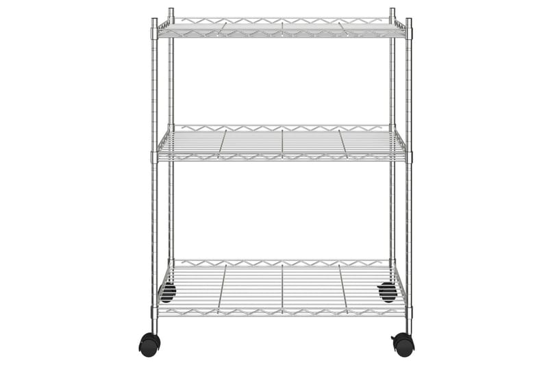 Oppbevaringshylle 3 etasjer med hjul 60x35x81 cm krom 150 kg - Silver - Oppbevaring - Hylle - Hyllesystem