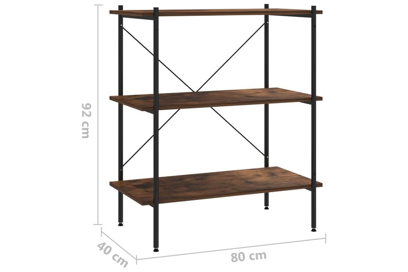 3-etasjers hylleenhet svart og mørkt tre 80x40x92 cm - Svart - Oppbevaring - Hylle - Oppbevaringshylle - Lagerhylle