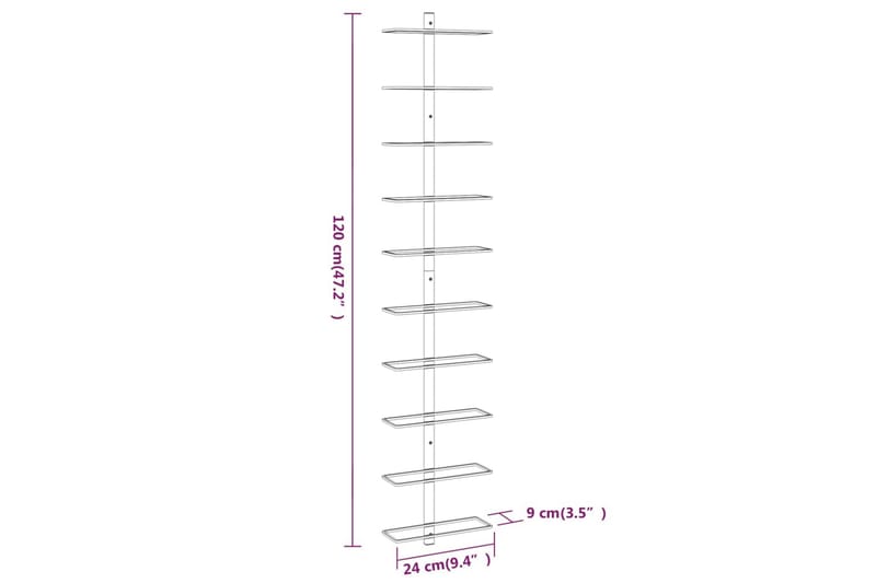 Veggmontert vinstativ for 10 flasker 2 stk hvit metall - Hvit - Oppbevaring - Hylle - Oppbevaringshylle - Vinstativ & vinhylle