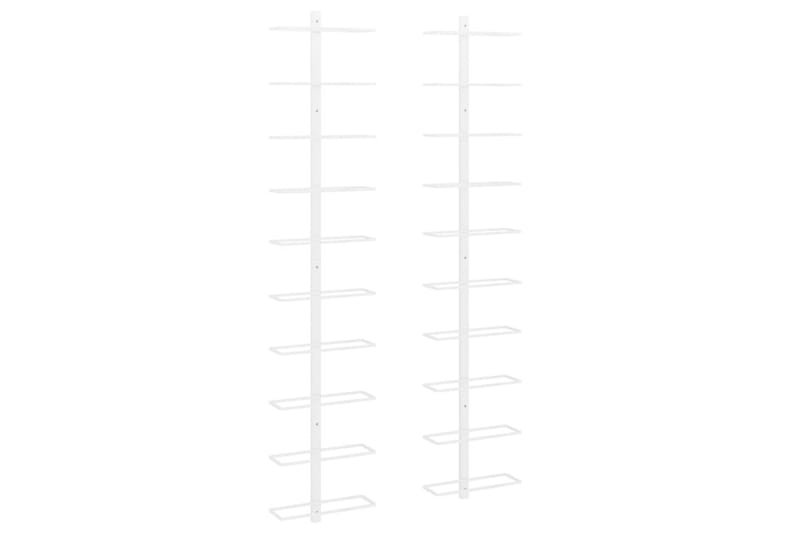 Veggmontert vinstativ for 10 flasker 2 stk hvit metall - Hvit - Oppbevaring - Hylle - Oppbevaringshylle - Vinstativ & vinhylle