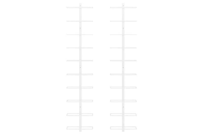 Veggmontert vinstativ for 10 flasker 2 stk hvit metall - Hvit - Oppbevaring - Hylle - Oppbevaringshylle - Vinstativ & vinhylle