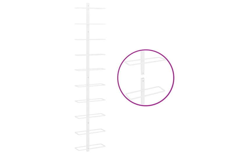 Veggmontert vinstativ for 10 flasker hvit metall - Hvit - Oppbevaring - Hylle - Oppbevaringshylle - Vinstativ & vinhylle