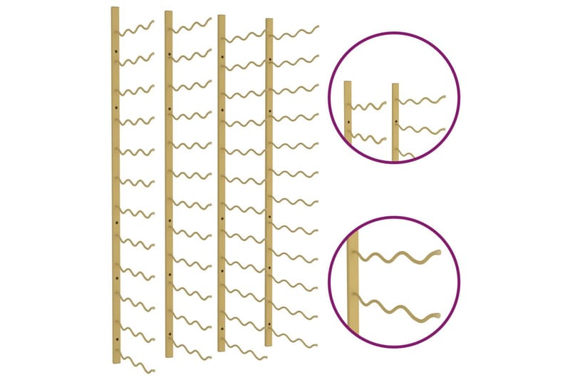 Veggmontert vinstativ for 36 flasker 2 stk gull jern - Gull - Oppbevaring - Hylle - Oppbevaringshylle - Vinstativ & vinhylle