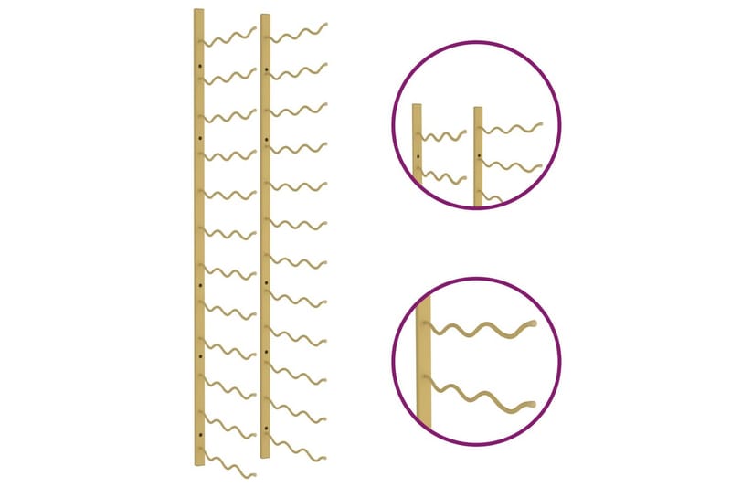 Veggmontert vinstativ for 36 flasker gull jern - Gull - Oppbevaring - Hylle - Oppbevaringshylle - Vinstativ & vinhylle