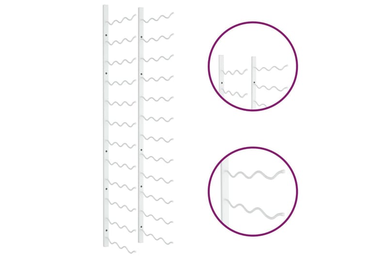 Veggmontert vinstativ for 36 flasker hvit jern - Hvit - Oppbevaring - Hylle - Oppbevaringshylle - Vinstativ & vinhylle