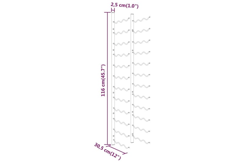 Veggmontert vinstativ for 36 flasker hvit jern - Hvit - Oppbevaring - Hylle - Oppbevaringshylle - Vinstativ & vinhylle