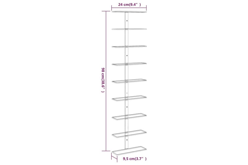 Veggmontert vinstativ for 9 flasker 2 stk gull jern - Gull - Oppbevaring - Hylle - Oppbevaringshylle - Vinstativ & vinhylle