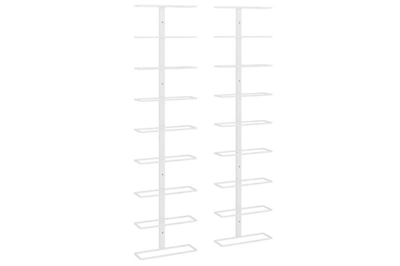 Veggmontert vinstativ for 9 flasker 2 stk hvit jern - Hvit - Oppbevaring - Hylle - Oppbevaringshylle - Vinstativ & vinhylle