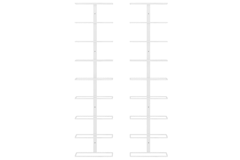 Veggmontert vinstativ for 9 flasker 2 stk hvit jern - Hvit - Oppbevaring - Hylle - Oppbevaringshylle - Vinstativ & vinhylle