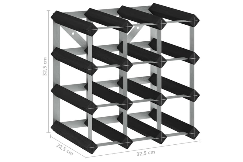 Vinstativ for 12 flasker svart heltre furu - Svart - Oppbevaring - Hylle - Oppbevaringshylle - Vinstativ & vinhylle