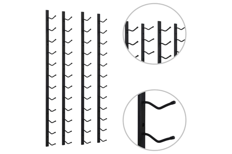 Veggmontert vinstativ for 12 flasker 2 stk svart jern - Svart - Vinstativ & vinhylle