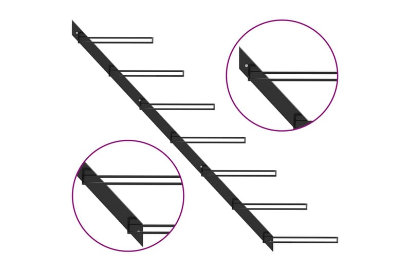 Veggmontert vinstativ for 7 flasker svart metall - Oppbevaring - Hylle - Oppbevaringshylle - Vinstativ & vinhylle