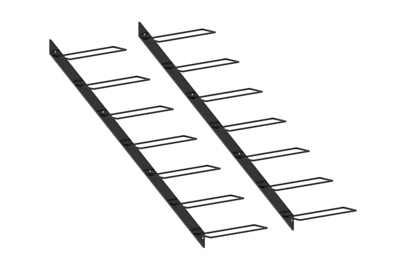 Veggmonterte vinstativer for 14 flasker 2 stk svart metall - Oppbevaring - Hylle - Oppbevaringshylle - Vinstativ & vinhylle