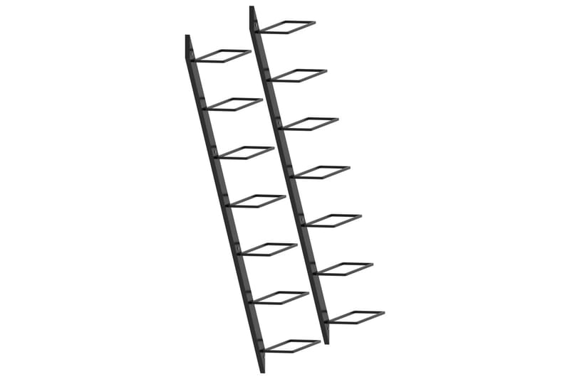 Veggmonterte vinstativer for 14 flasker 2 stk svart metall - Oppbevaring - Hylle - Oppbevaringshylle - Vinstativ & vinhylle