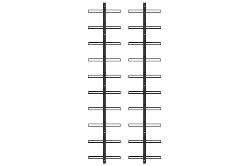 Veggmonterte vinstativer for 20 flasker 2 stk svart metall - Oppbevaring - Hylle - Oppbevaringshylle - Vinstativ & vinhylle