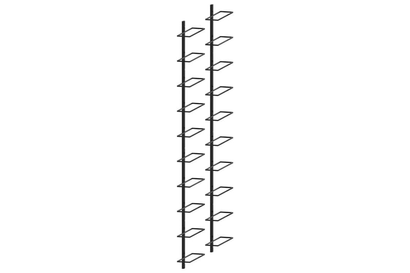 Veggmonterte vinstativer for 20 flasker 2 stk svart metall - Oppbevaring - Hylle - Oppbevaringshylle - Vinstativ & vinhylle