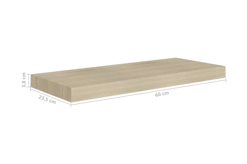 Flytende vegghylle eik 60x23,5x3,8 cm MDF - Oppbevaring - Hylle - Vegghylle