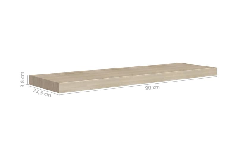 Flytende vegghylle eik 90x23,5x3,8 cm MDF - Oppbevaring - Hylle - Vegghylle