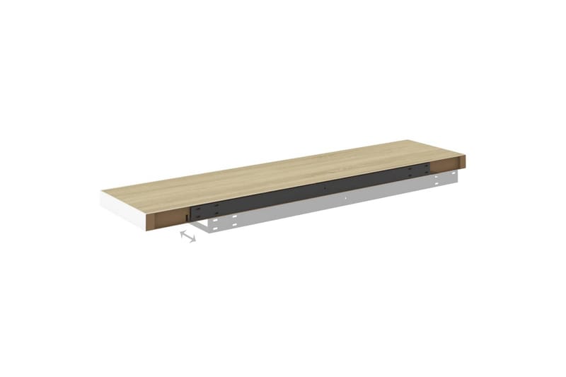 Flytende vegghylle eik og hvit 100x23,5x3,8 cm MDF - Hvit - Oppbevaring - Hylle - Vegghylle