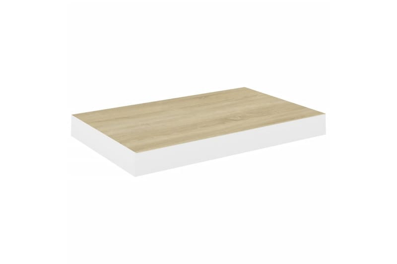 Flytende vegghylle eik og hvit 40x23x3,8 cm MDF - Hvit - Oppbevaring - Hylle - Vegghylle