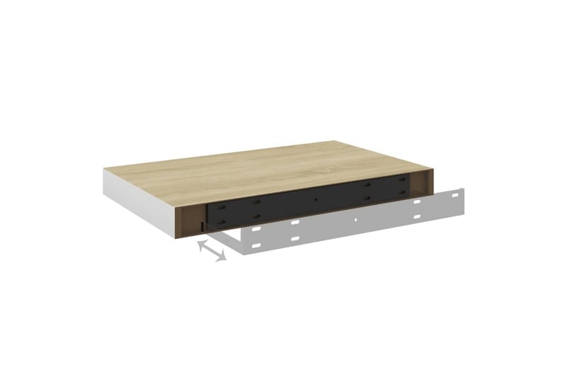 Flytende vegghylle eik og hvit 40x23x3,8 cm MDF - Hvit - Oppbevaring - Hylle - Vegghylle