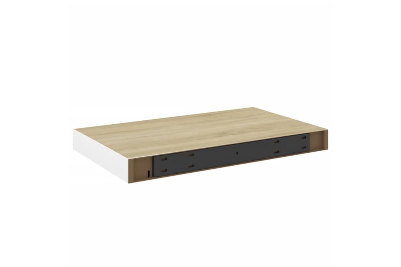 Flytende vegghylle eik og hvit 50x23x3,8 cm MDF - Hvit - Oppbevaring - Hylle - Vegghylle