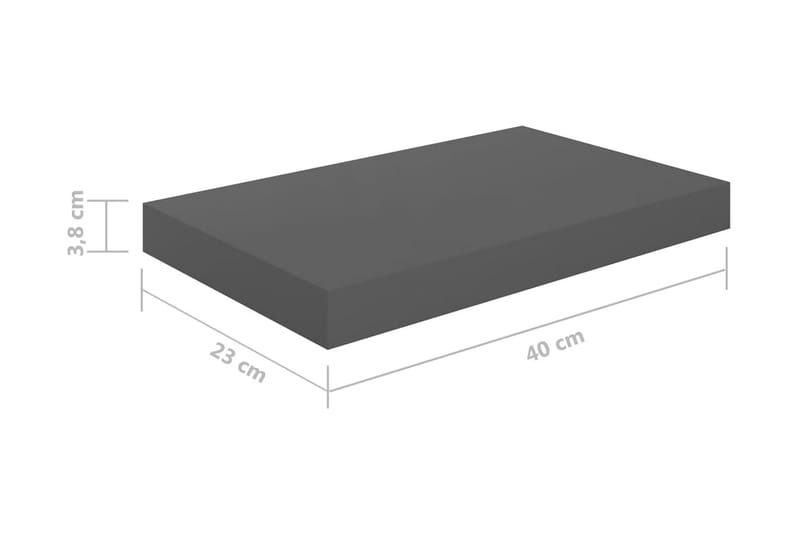 Flytende vegghylle høyglans grå 40x23x3,8 cm MDF - Oppbevaring - Hylle - Vegghylle