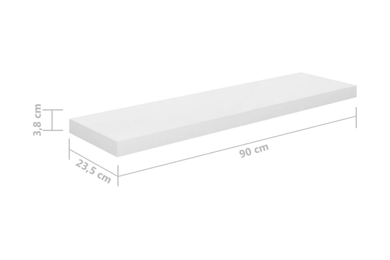 Flytende vegghylle høyglans hvit 90x23,5x3,8 cm MDF - Oppbevaring - Hylle - Vegghylle