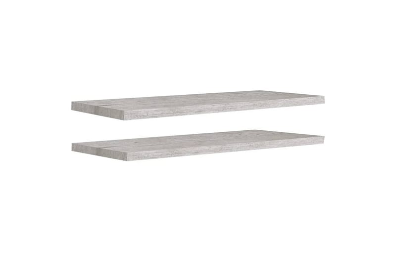 Flytende vegghyller 2 stk betonggrå 100x23,5x3,8 cm MDF - Grå - Oppbevaring - Hylle - Vegghylle