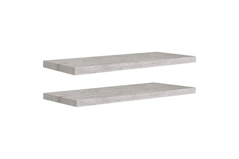 Flytende vegghyller 2 stk betonggrå 80x23,5x3,8 cm MDF - Grå - Oppbevaring - Hylle - Vegghylle