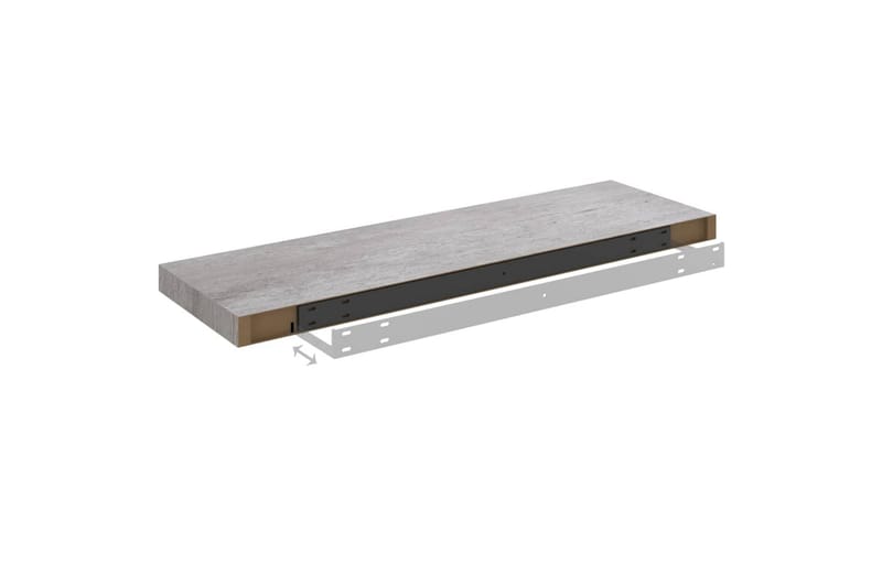 Flytende vegghyller 2 stk betonggrå 80x23,5x3,8 cm MDF - Grå - Oppbevaring - Hylle - Vegghylle