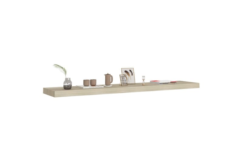 Flytende vegghyller 2 stk eik 120x23,5x3,8 cm MDF - Brun - Oppbevaring - Hylle - Vegghylle