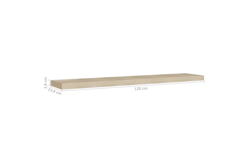 Flytende vegghyller 2 stk eik 120x23,5x3,8 cm MDF - Brun - Oppbevaring - Hylle - Vegghylle