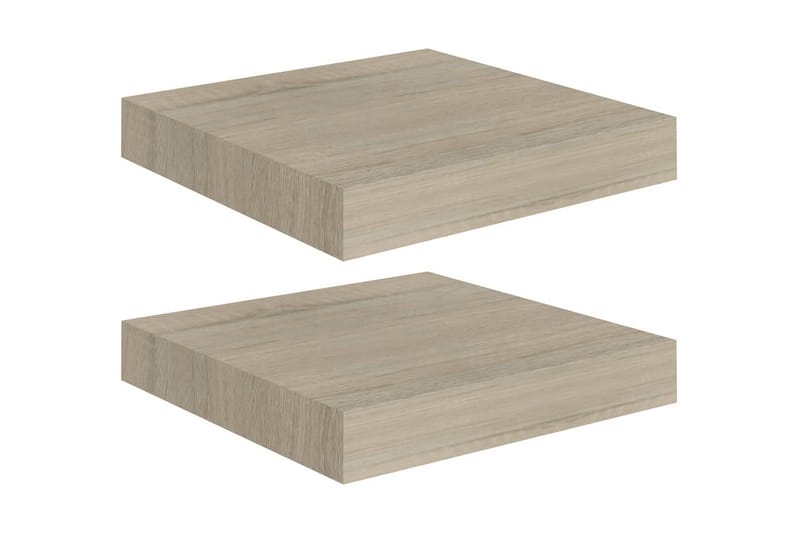 Flytende vegghyller 2 stk eik 23x23,5x3,8 cm MDF - Oppbevaring - Hylle - Vegghylle