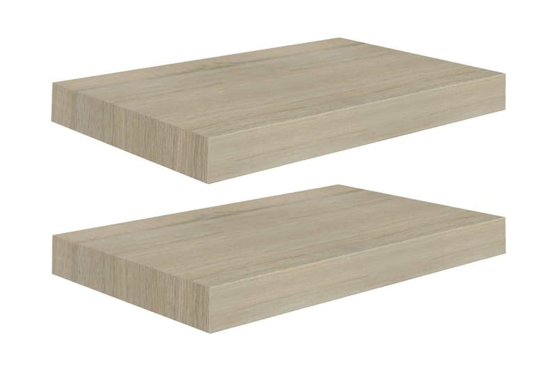 Flytende vegghyller 2 stk eik 40x23x3,8 cm MDF - Oppbevaring - Hylle - Vegghylle